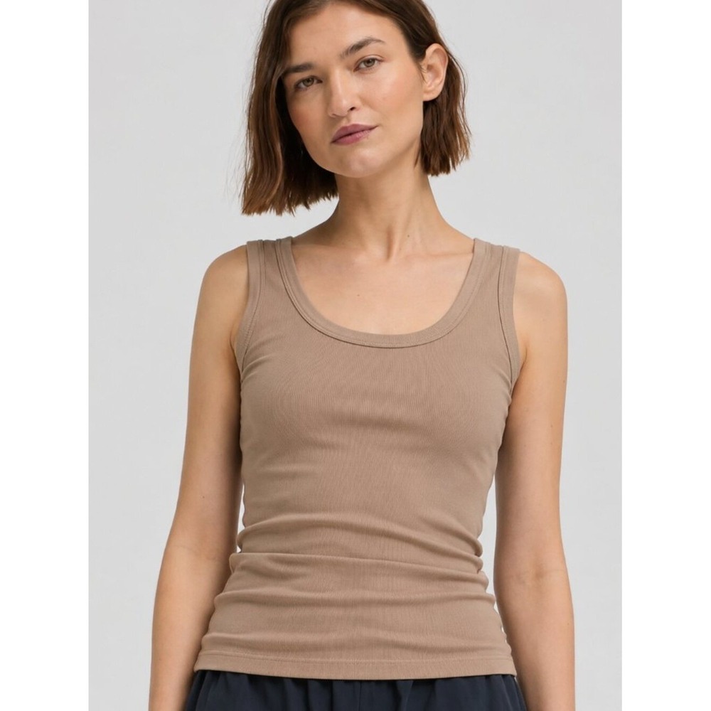 Grade & Gather Ribbed Tank Top S Neutral Basic Minimalist Capsule Wardrobe New